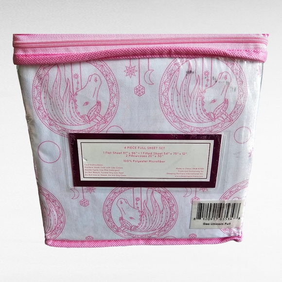 Kids Rule Geo Unicorn Full 4 Piece Sheet Set - Picture 7 of 10